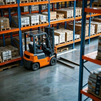 Carretilla elevadora en almacén